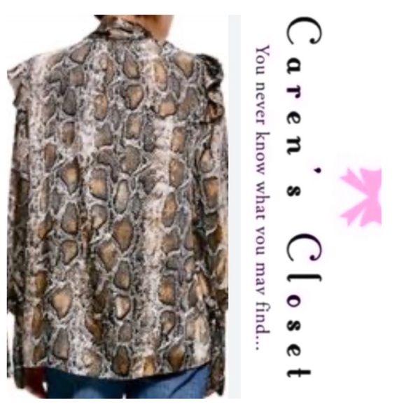 Zara Snake Print Blouse - Brown and Black - Picture 4 of 9